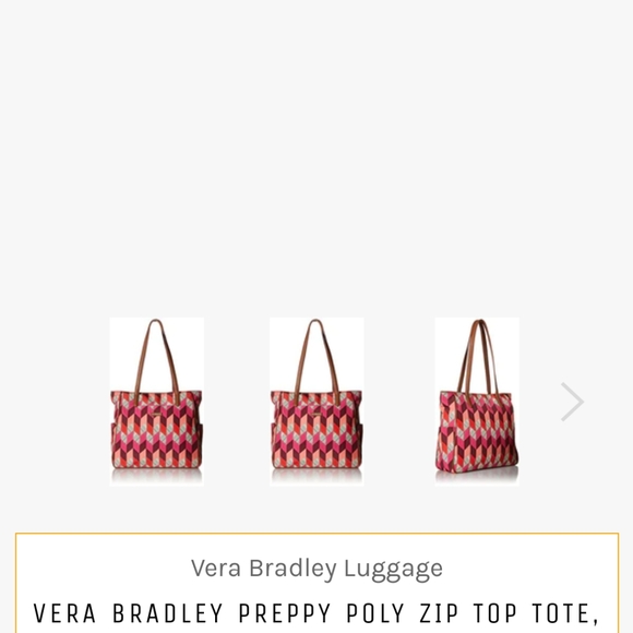 Vera Bradley LuggageVERA BRADLEY PREPPY POLY ZIP TOP TOTE, BOHEMIAN CHEVRON - Picture 5 of 6
